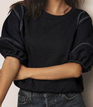Load image into Gallery viewer, Black Contrast Puffy Sleeve Top
