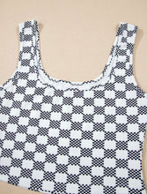Load image into Gallery viewer, Black Checkered Print Cropped Tank Top

