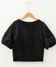 Load image into Gallery viewer, Black Contrast Puffy Sleeve Top
