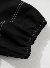 Load image into Gallery viewer, Black Contrast Puffy Sleeve Top
