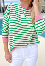 Load image into Gallery viewer, Green Striped Long Sleeve Top
