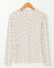 Load image into Gallery viewer, Khaki Checkered Mesh Top
