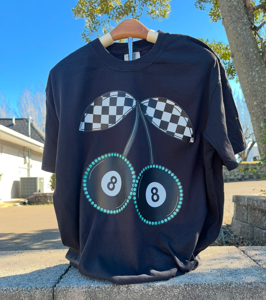 Checkered Cherry 8 Ball Graphic Tee