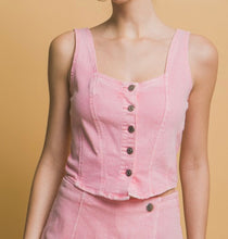 Load image into Gallery viewer, The “Rose” Denim Tank Top-Pink
