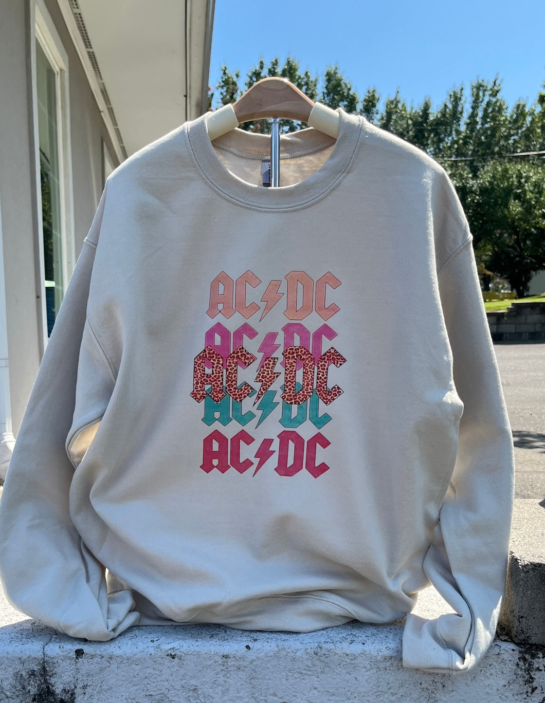 AC⚡️DC Graphic Sweatshirt-Tan