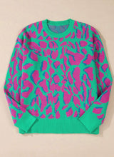 Load image into Gallery viewer, Green Abstract Leopard Print Ribbed Sweater
