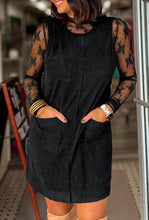 Load image into Gallery viewer, Black Corduroy Sleeveless Dress (S-XL)
