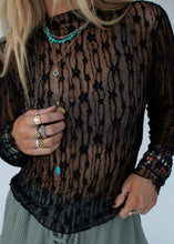 Load image into Gallery viewer, Sheer Floral Lace Long Sleeve Top-Black (S-XL)
