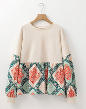 Load image into Gallery viewer, Paisley Patchwork Crew Neck Loose Fit Top (S-XL)
