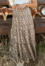 Load image into Gallery viewer, Brown Western Floral Print Ruffled Maxi Skirt (S-XL)
