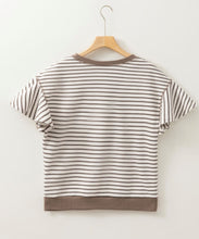Load image into Gallery viewer, The &quot;Anna&quot; Brown Striped Ruffle Short Sleeve Top
