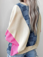 Load image into Gallery viewer, Oversized Checkered Denim Exposed Sweatshirt (S-XL)
