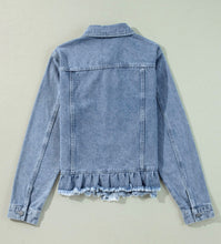 Load image into Gallery viewer, Ruffle Raw Hem Denim Jacket (S-XL)
