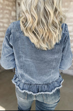 Load image into Gallery viewer, Ruffle Raw Hem Denim Jacket (S-XL)
