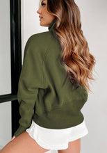 Load image into Gallery viewer, Olive Green Fleeced Lined Half Zip Up Pullover (M-2X)
