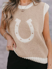 Load image into Gallery viewer, Oatmeal Woven Horseshoe Color Contrast Sweater Vest (S-XL)
