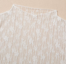 Load image into Gallery viewer, Sheer Floral Lace Long Sleeve Top-White (S-XL)
