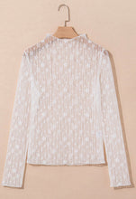 Load image into Gallery viewer, Sheer Floral Lace Long Sleeve Top-White (S-XL)
