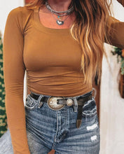 Load image into Gallery viewer, Chestnut Solid Color Long Sleeve Fitted Top (S-XL)
