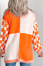 Load image into Gallery viewer, Orange Checkered Open Front Cardigan (S-XL)
