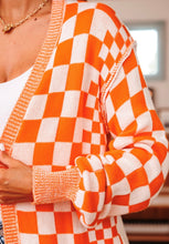 Load image into Gallery viewer, Orange Checkered Open Front Cardigan (S-XL)
