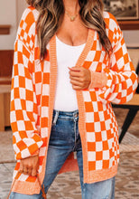 Load image into Gallery viewer, Orange Checkered Open Front Cardigan (S-XL)
