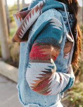 Load image into Gallery viewer, Aztec Print Frayed Denim Jacket (S-XL)

